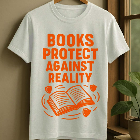 White / S Books protect against reality t-shirt