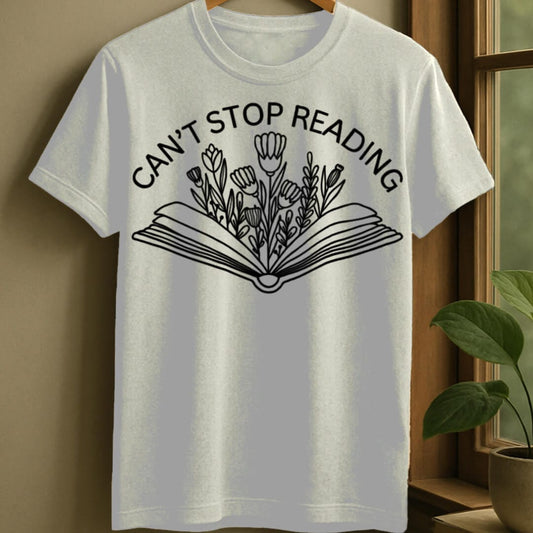 White / S Can't stop reading t-shirt