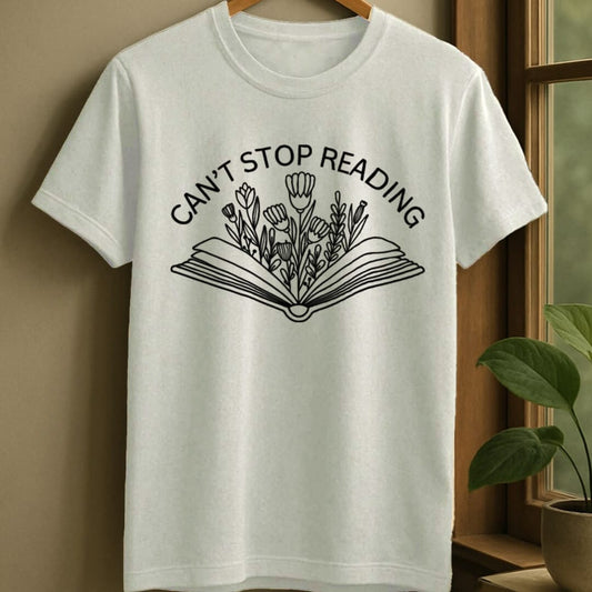 White / S Can't stop reading t-shirt