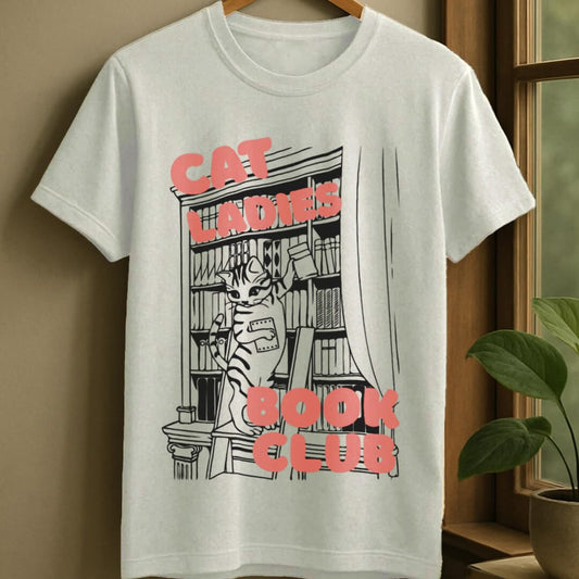 White / S Cat ladies bookclub t-shirt