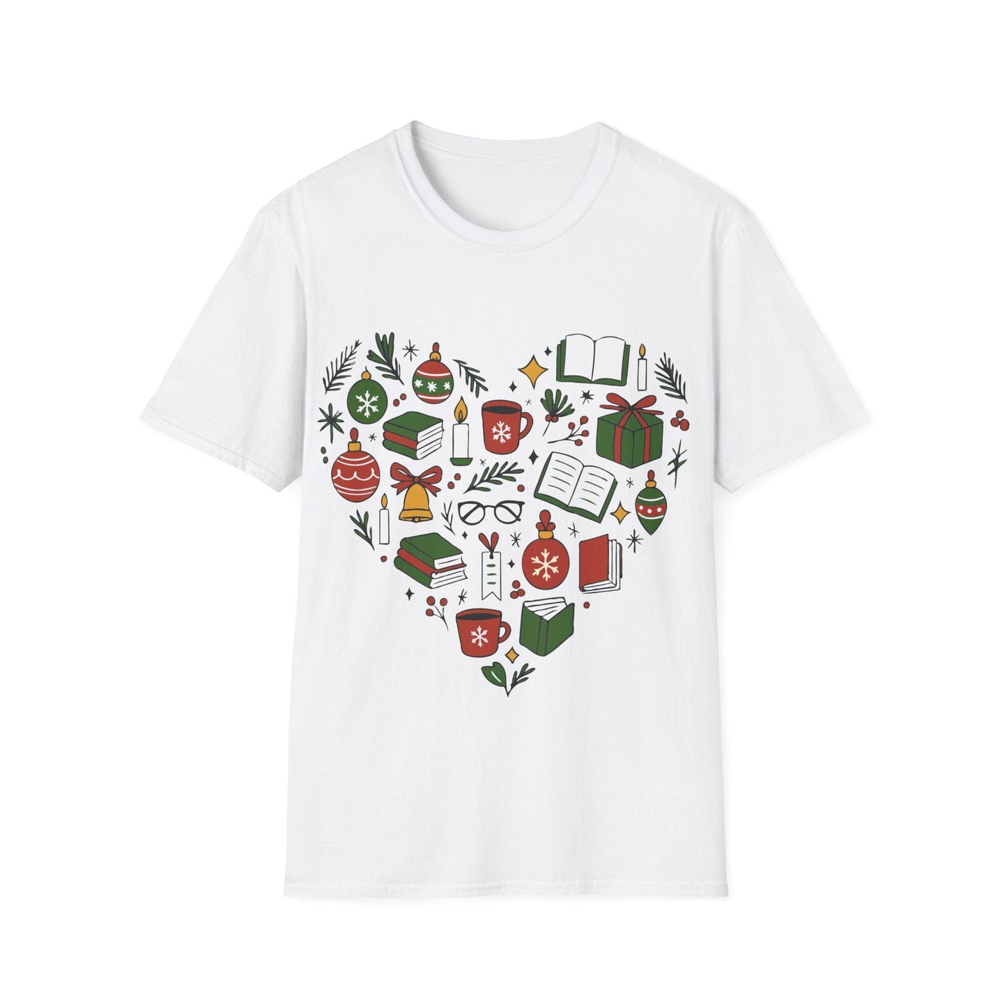 White / S Christmas heart t-shirt