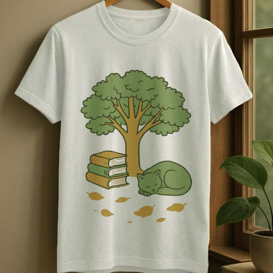 White / S Cozy reading t-shirt