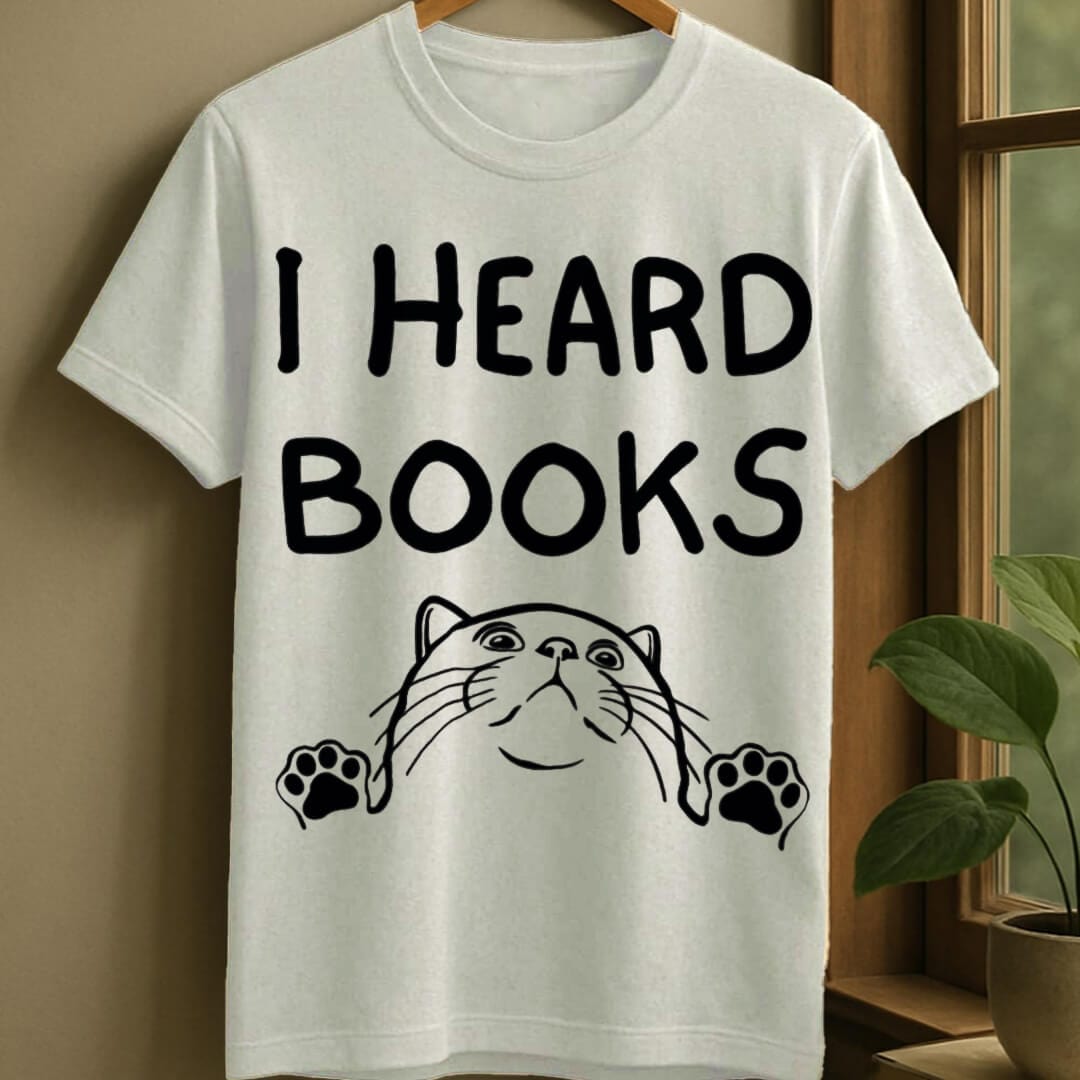 White / S I heard books t-shirt