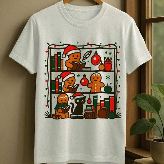 White / S Merry bookshelf t-shirt