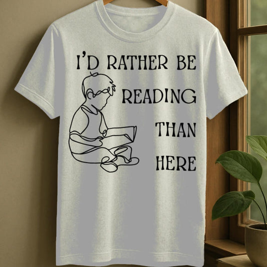 White / S Rather be reading t-shirt