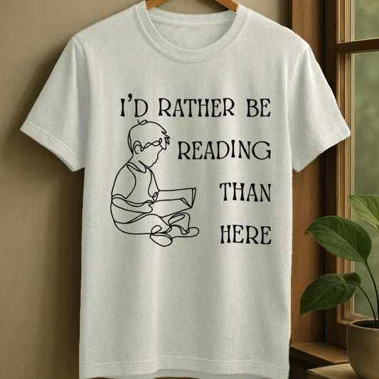 White / S Rather be reading t-shirt