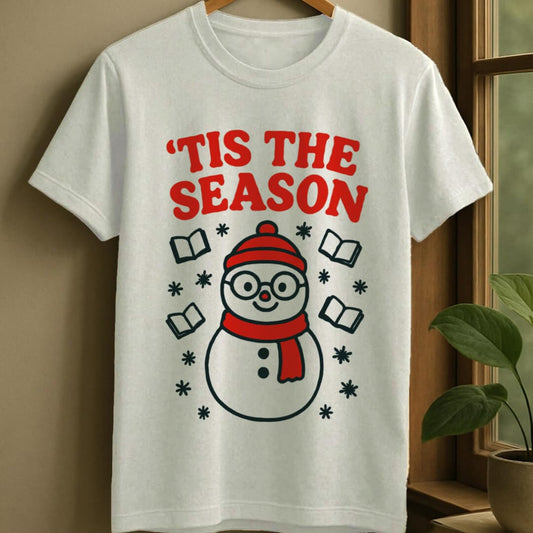 White / S Tis snowman season t-shirt